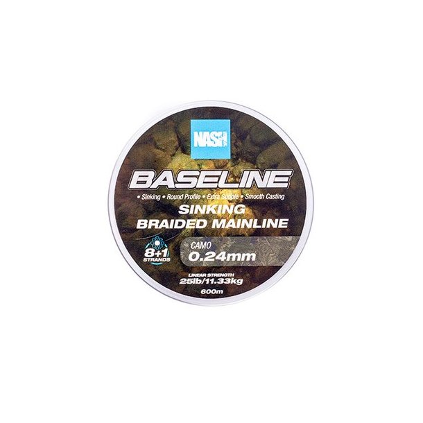 Baseline Sinking Braid Camo 25lb 0.24mm 600m