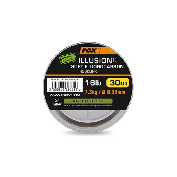 Edges Illusion Soft Fluorocarbon Hooklink 16lb 7.3kg (0.35mm) x 30m - Naturals Green