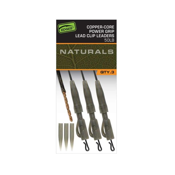 Edges Naturals Copper-Core Power Grip Lead Clip Leaders x3