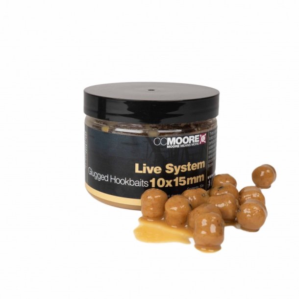 Live System Glugged Hookbaits 10x15mm (50)