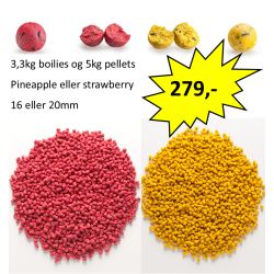 3,3kg boilies og 5kg 4mm pellets